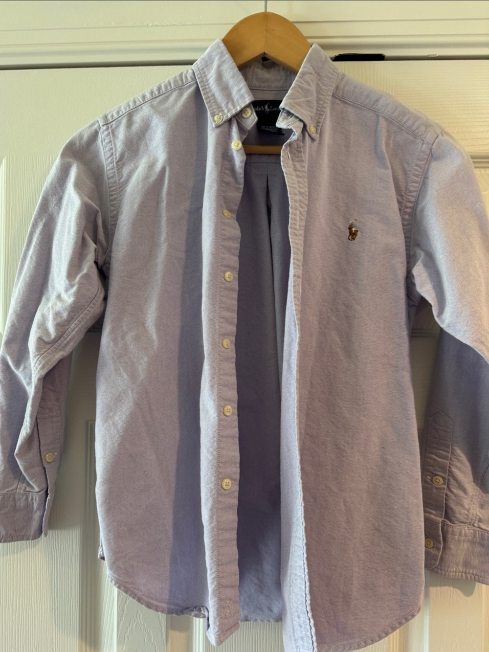 Polo Ralph Lauren Lavender Oxford Button Down Shirt Boys Medium Dress Top Md